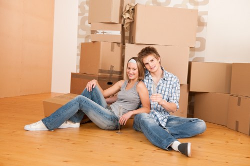 Office removals team preparing equipment in Canonbury