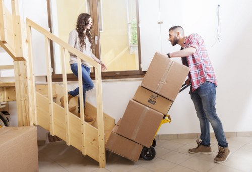 Packed boxes and furniture ready for a Canonbury home removal